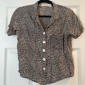 BEACHGOLD Brown and White Button-Up Top
